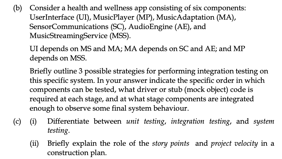 Solved (b) Consider A Health And Wellness App Consisting Of | Chegg.com