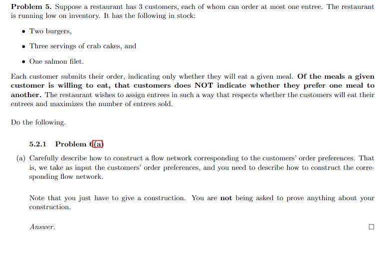 Problem 5. Suppose a restaurant has 3 customers, each | Chegg.com
