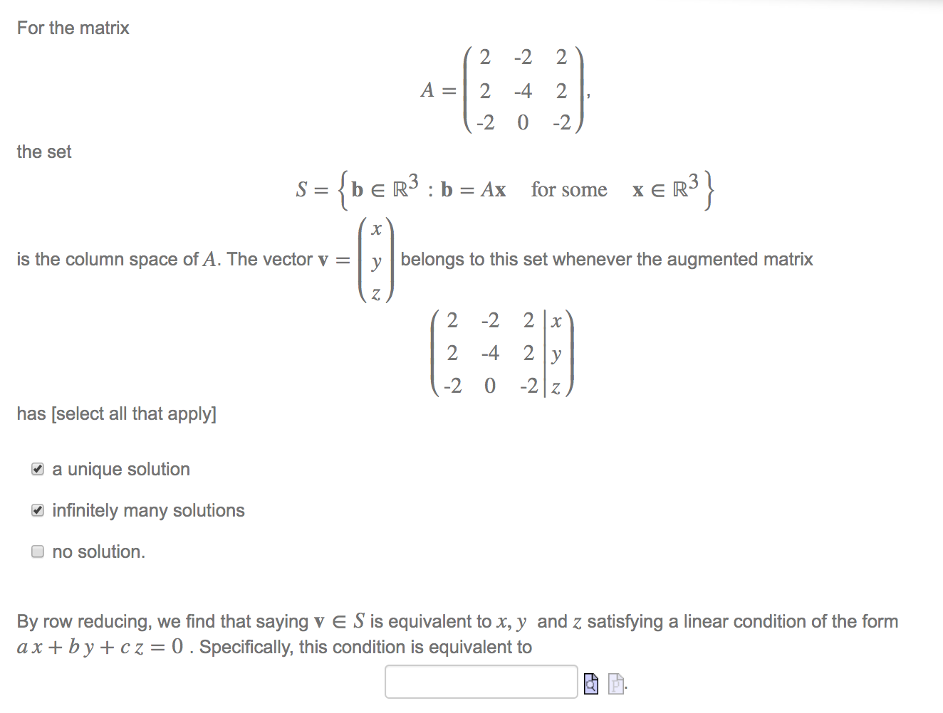 Solved For the matrix 2 2 A 2 4 2 2 0 2 the set S bE Chegg