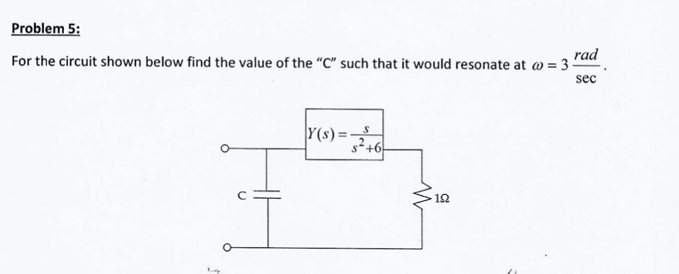 Solved Problem 5: For the circuit shown below find the value | Chegg.com