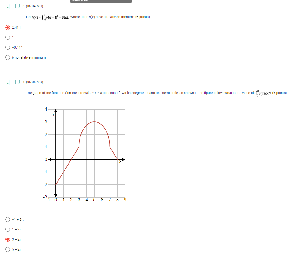 Solved 3 06 04 Mc Let H X F 4 T 1 ² 8 Dt Where Does