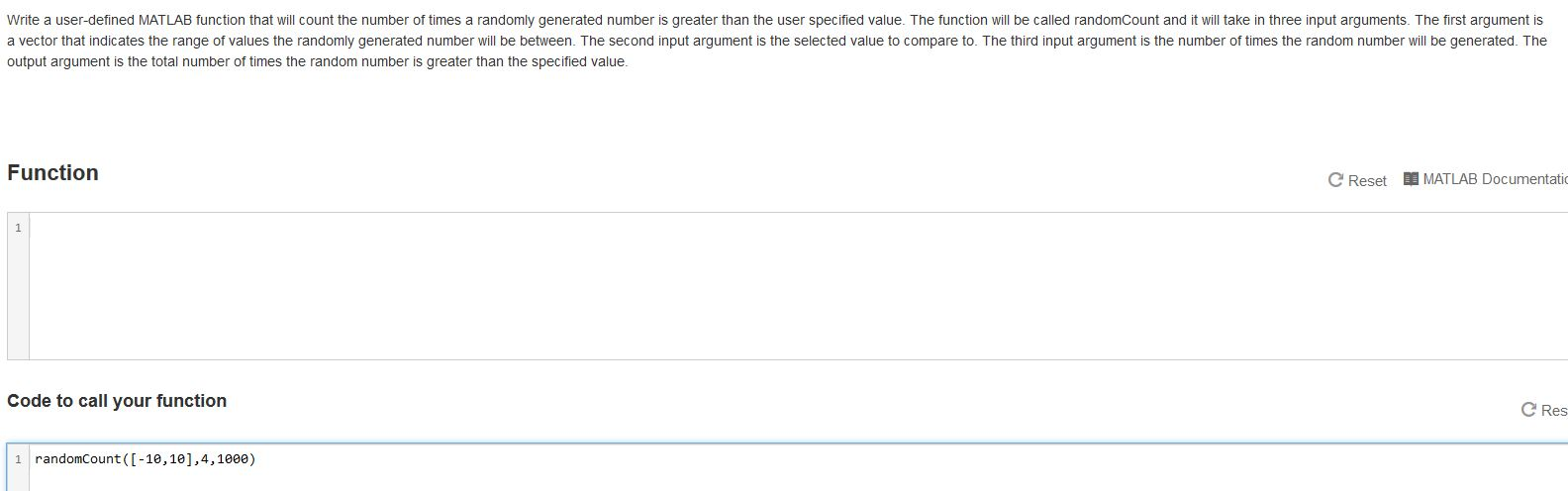 Solved Write a user-defined MATLAB function that will count | Chegg.com