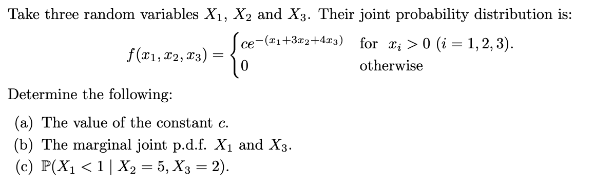 Solved Take three random variables x1,x2 ﻿and x3. ﻿Their | Chegg.com