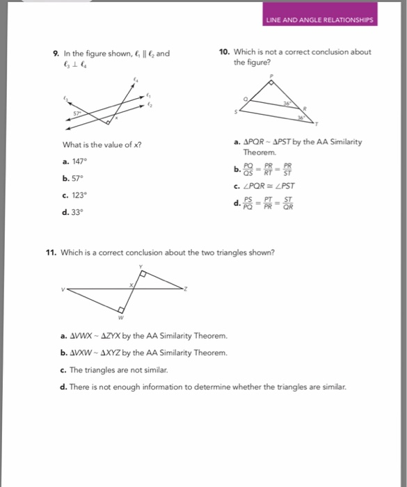 Solved LINE AND ANGLE RELATIONSHIPS 9. In the figure shown, | Chegg.com