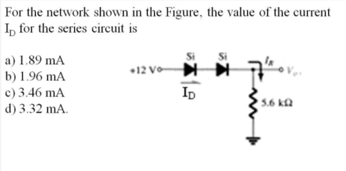 Solved For the network shown in the Figure, the value of the | Chegg.com