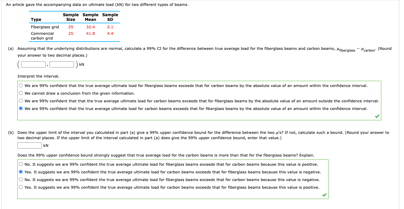 Solved An article gave the accompanying data on ultimate | Chegg.com