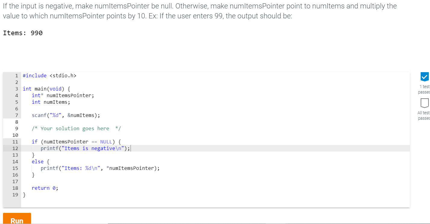 Solved If The Input Is Negative Make Numitemspointer Be Chegg Com