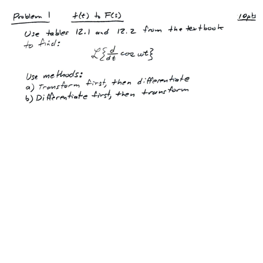 Solved Problem 1f(t) To F(s) 10pts Use Tables 12.1 And 12.2 | Chegg.com