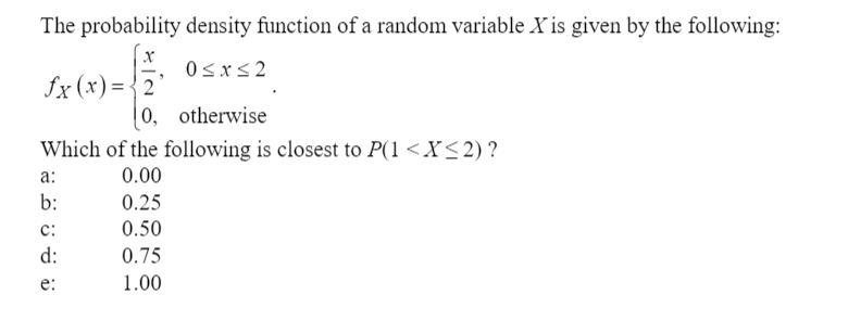 Solved The probability density function of a random variable | Chegg.com