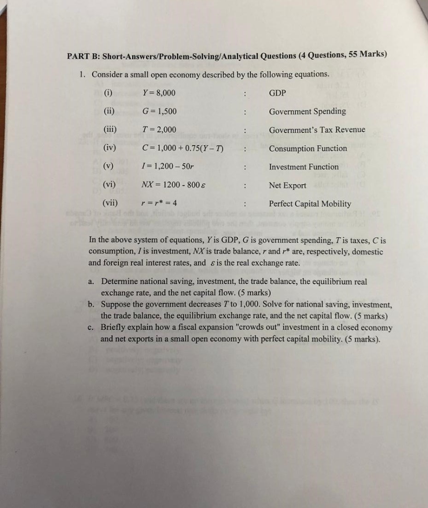 Solved PART B:Short-Answers/Problem-Solving/Analytical | Chegg.com