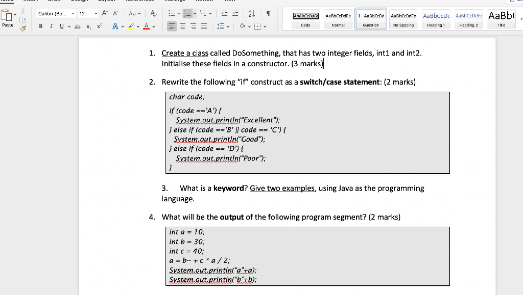 Solved L I The Paste Calibri Bo 12 A A A B Iv 26 X Chegg Com