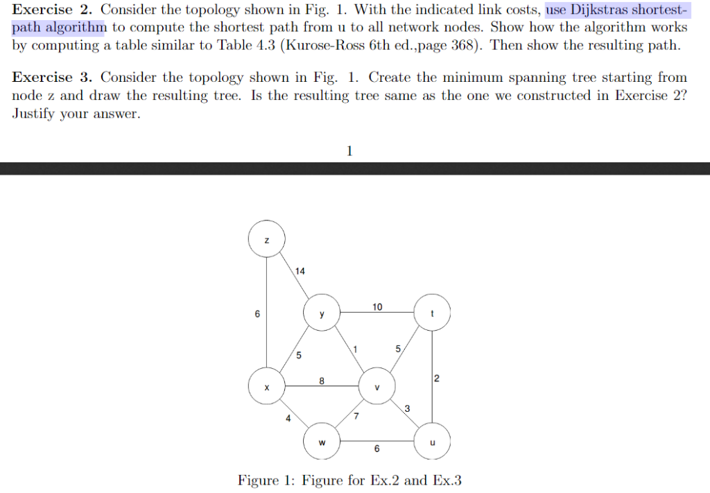 Solved Exercise 2. Consider The Topology Shown In Fig. 1. | Chegg.com