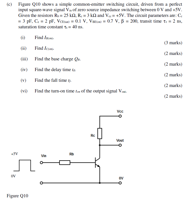 Solved (c) Figure Q10 shows a simple common-emitter | Chegg.com
