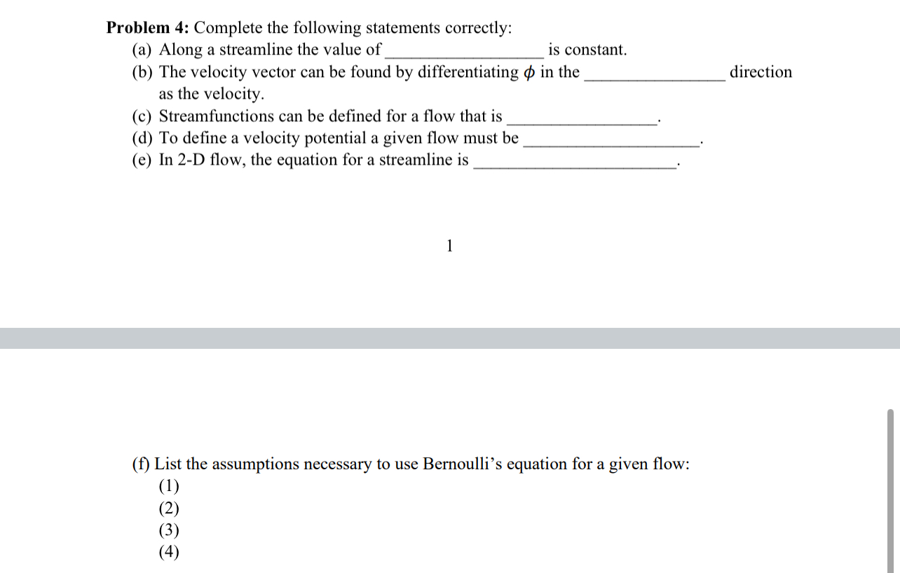 Solved Problem 4: Complete the following statements | Chegg.com