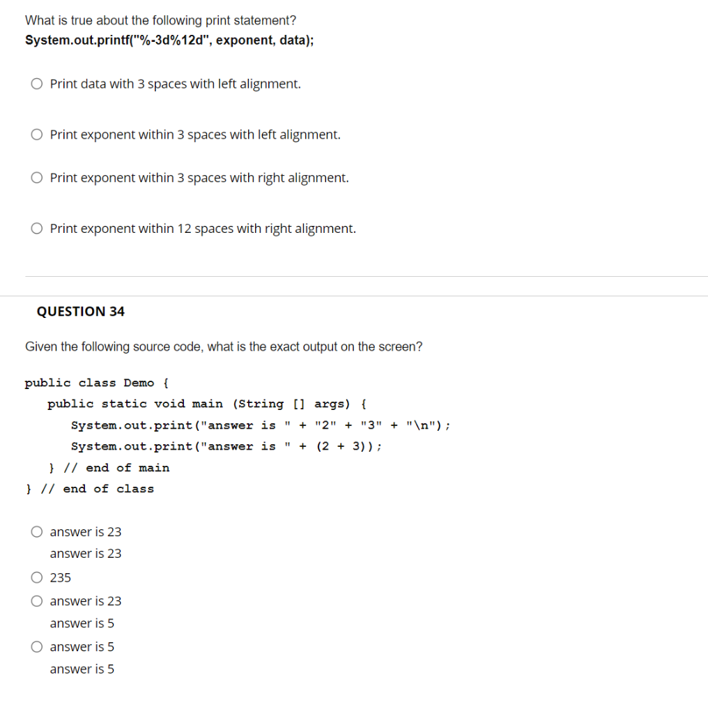 Solved What is true about the following print statement? | Chegg.com