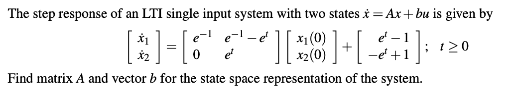 Solved The step response of an LTI single input system with | Chegg.com