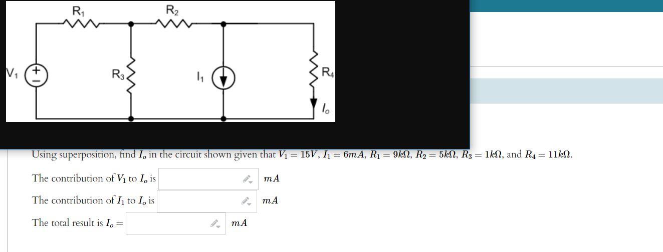 Using superposition, find Io in the circuit shown | Chegg.com