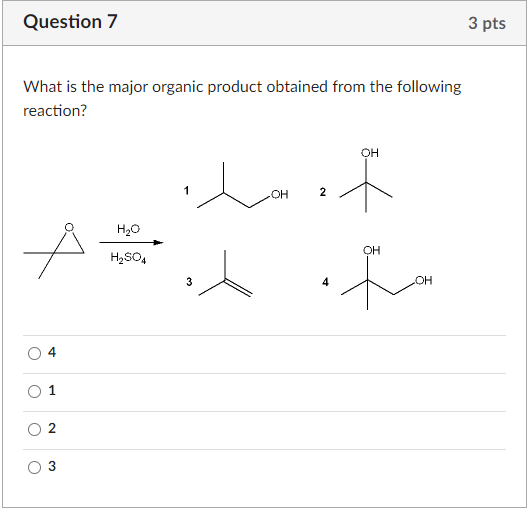 Solved Question 7 3 pts What is the major organic product | Chegg.com