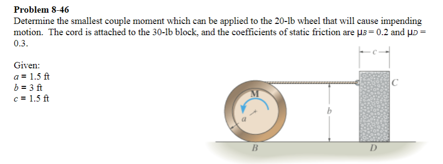 Solved Problem 8 46 Determine The Smallest Couple Moment Chegg