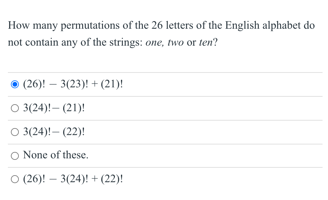 Solved How many permutations of the 26 letters of the