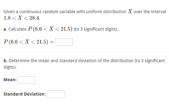 Solved Given a continuous random variable with uniform | Chegg.com