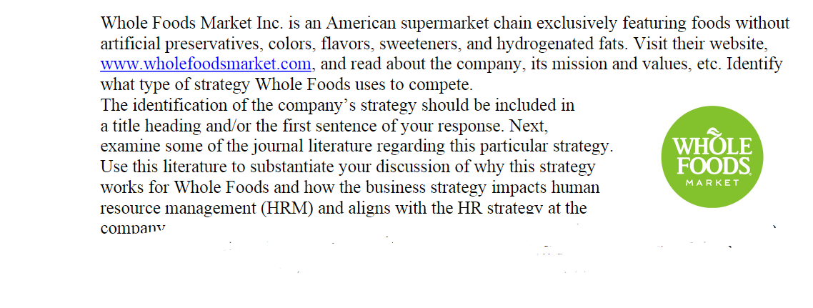 Solved Whole Foods Market Inc. Is An American Supermarket | Chegg.Com