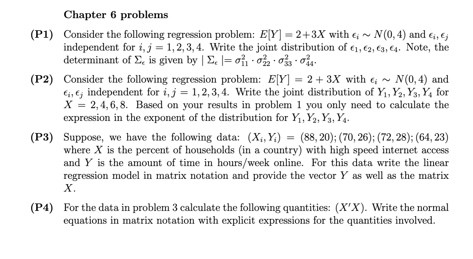 Solved (P1) Consider The Following Regression Problem: | Chegg.com