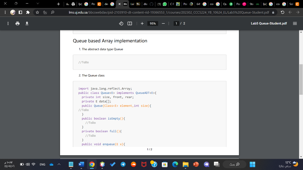 Solved Queue Based Array Implementation 1. The Abstract Data | Chegg.com