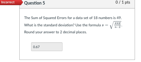 Solved The Sum of Squared Errors for a data set of 18 | Chegg.com