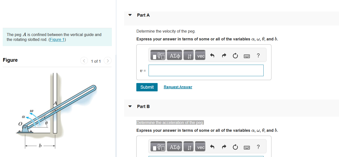 Solved Determine the velocity of the peg.Determine the | Chegg.com