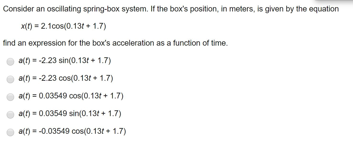 Solved Consider an oscillating spring-box system. If the | Chegg.com