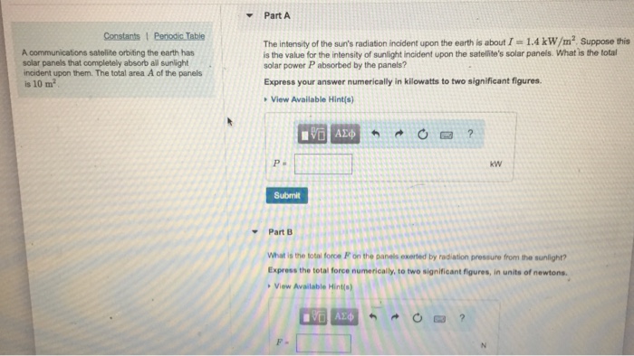 Solved Part A Constants Periodic Table The intensity of the | Chegg.com
