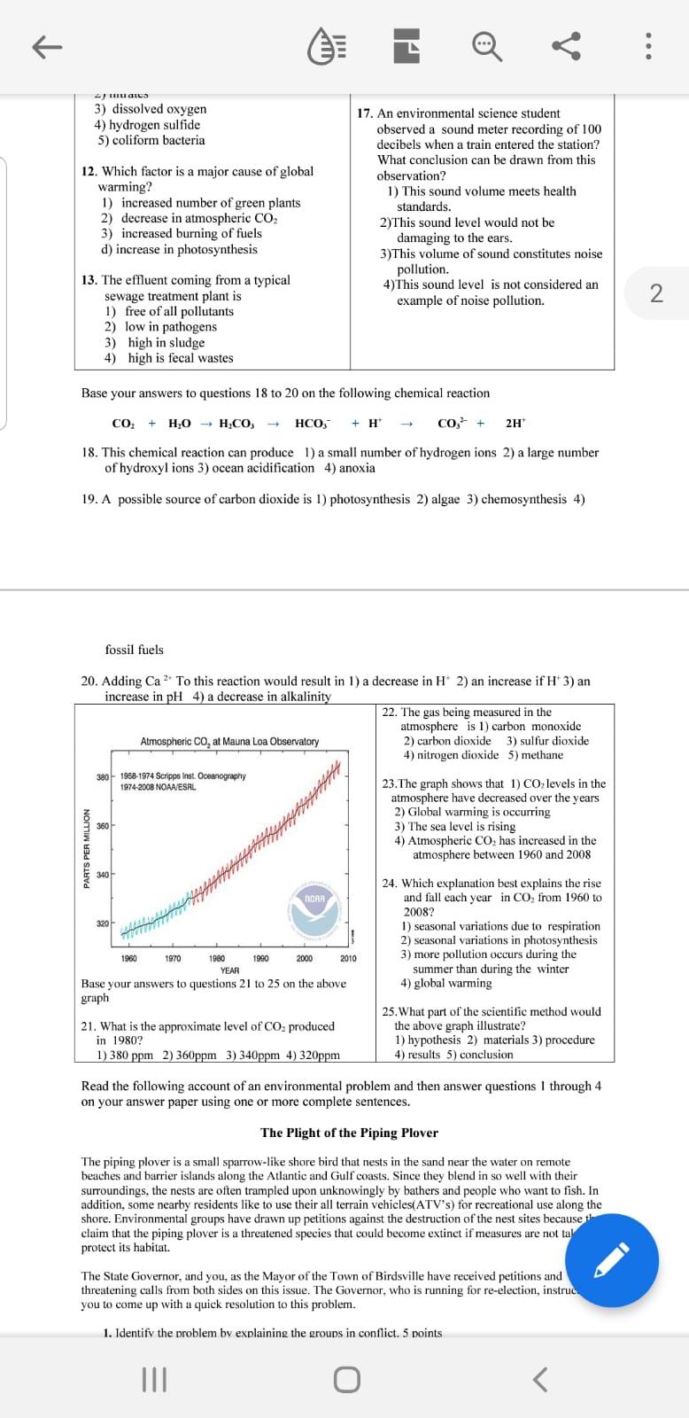 Solved 个 : Base your answers to questions 1 and 2 on the | Chegg.com
