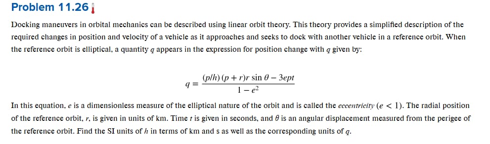 Solved Problem 11.26Docking maneuvers in ﻿orbital mechanics | Chegg.com