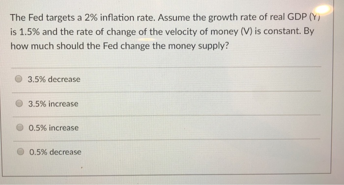 Solved The Fed targets a 2% inflation rate. Assume the | Chegg.com