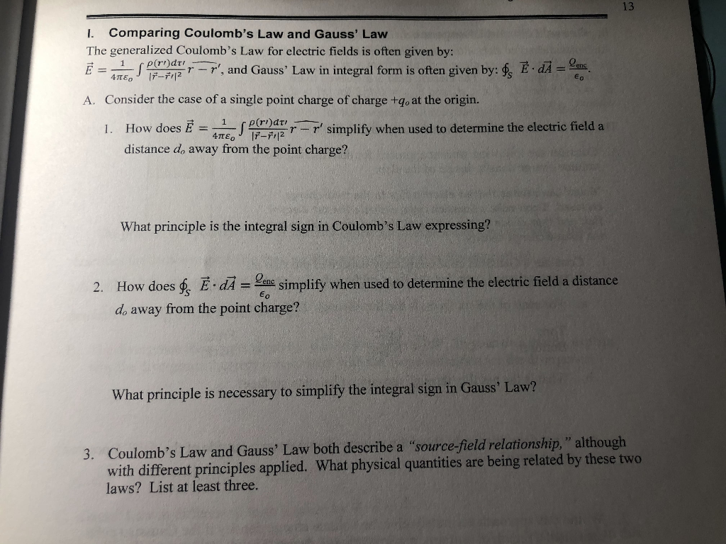 I. Law Gauss\u0027 ... Gene Coulomb\u0027s The Law Comparing Solved: And