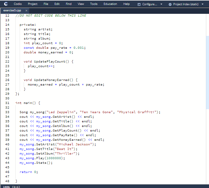 Solved - Complete the class that includes all necessary | Chegg.com