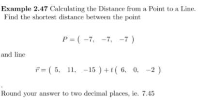 Solved Example 2.47 Calculating the Distance from a Point to | Chegg.com