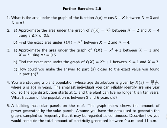 Further Exercises 2.6 1. What is the area under the | Chegg.com