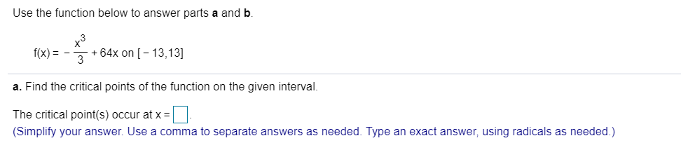 Solved Use the function below to answer parts a and b | Chegg.com