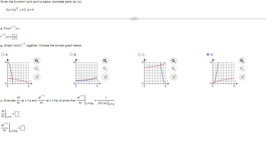 Solved Given the function f and point a below, complete | Chegg.com