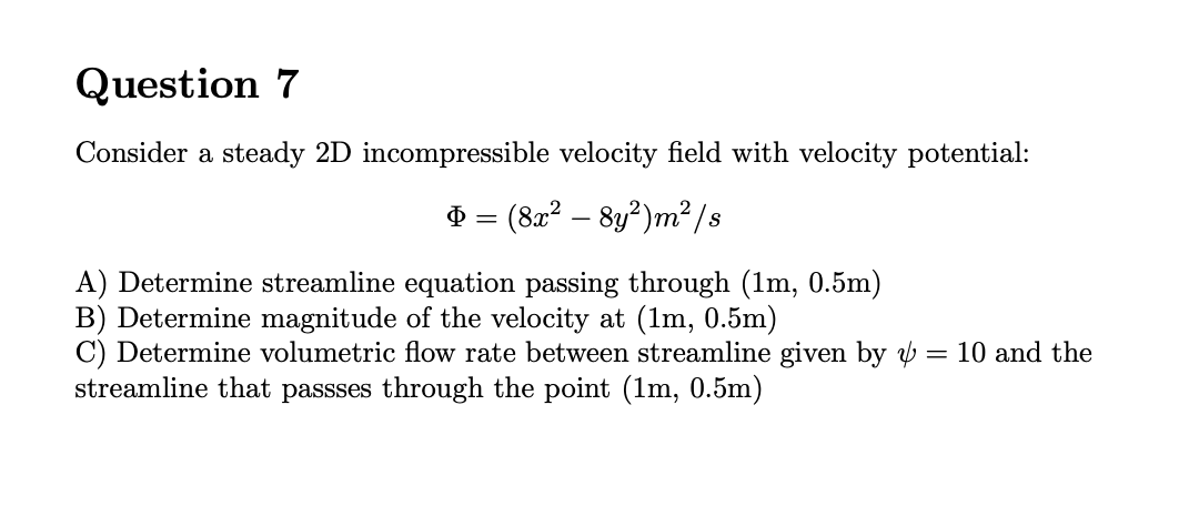 Solved Consider A Steady 2D Incompressible Velocity Field | Chegg.com