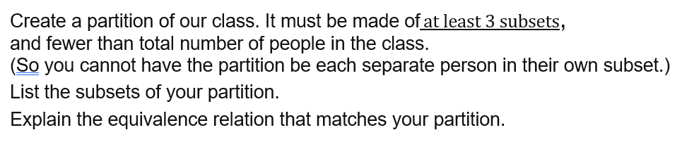 Solved Create A Partition Of Our Class. It Must Be Made Of | Chegg.com