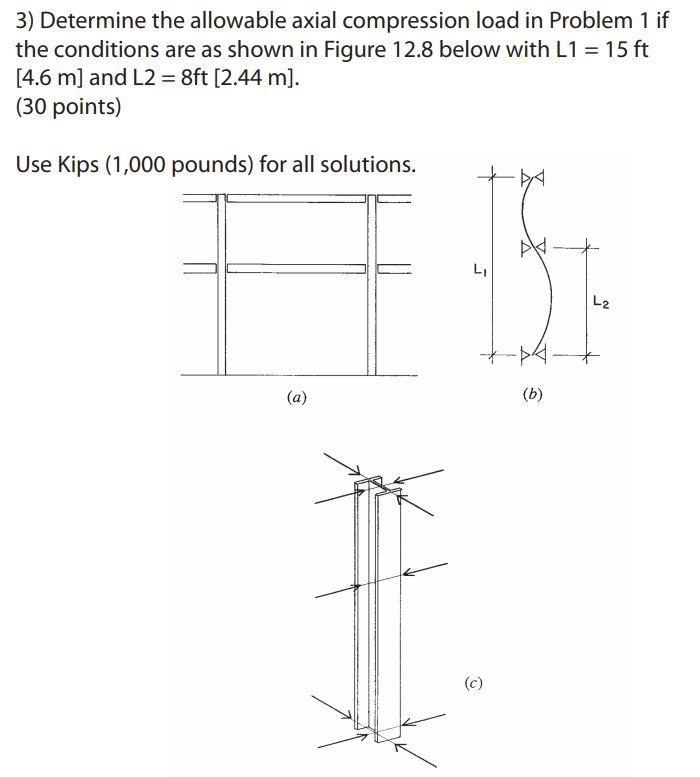 3) Determine the allowable axial compression load in | Chegg.com