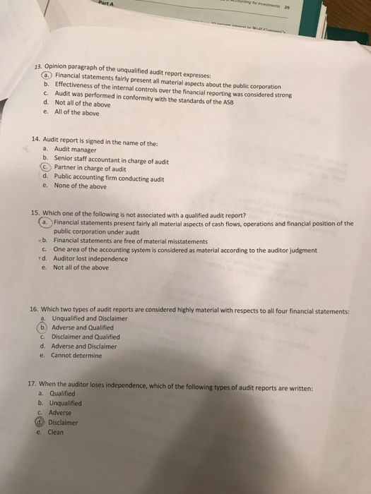 Solved Opinion paragraph of the unqualified audit report | Chegg.com