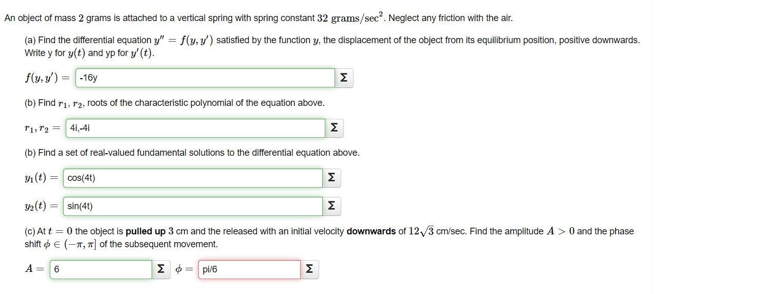 Solved N Object Of Mass 2 Grams Is Attached To A Vertical