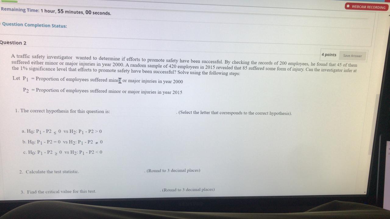 Solved • WEBCAM RECORDING Remaining Time: 1 hour, 55 | Chegg.com