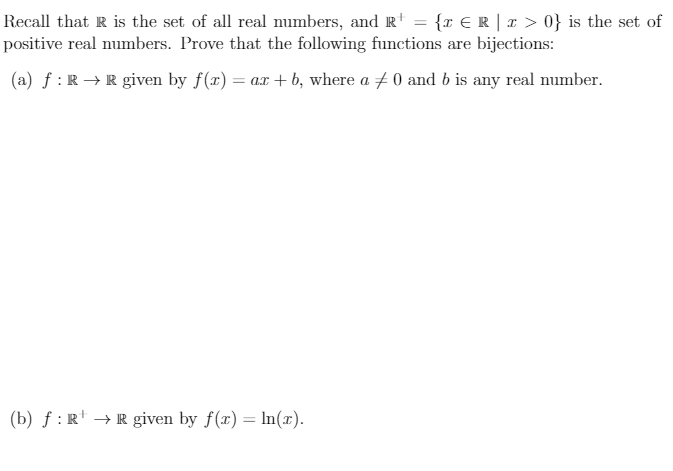 Solved Recall that R is the set of all real numbers, and R' | Chegg.com