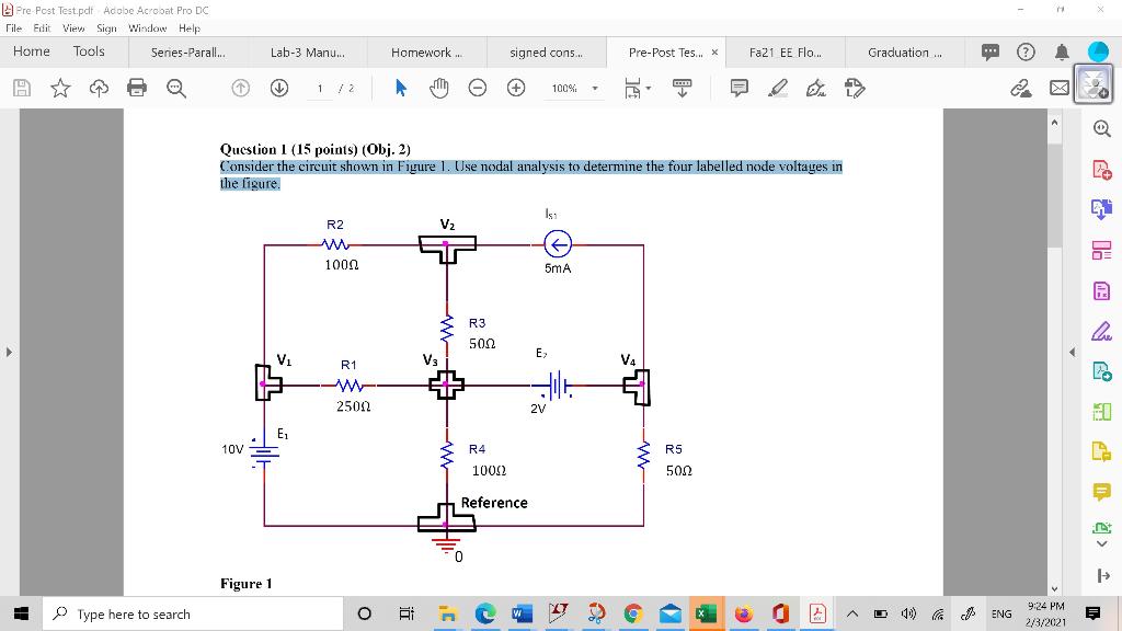 Solved Consider the circuit shown in Figure 1. Use nodal | Chegg.com