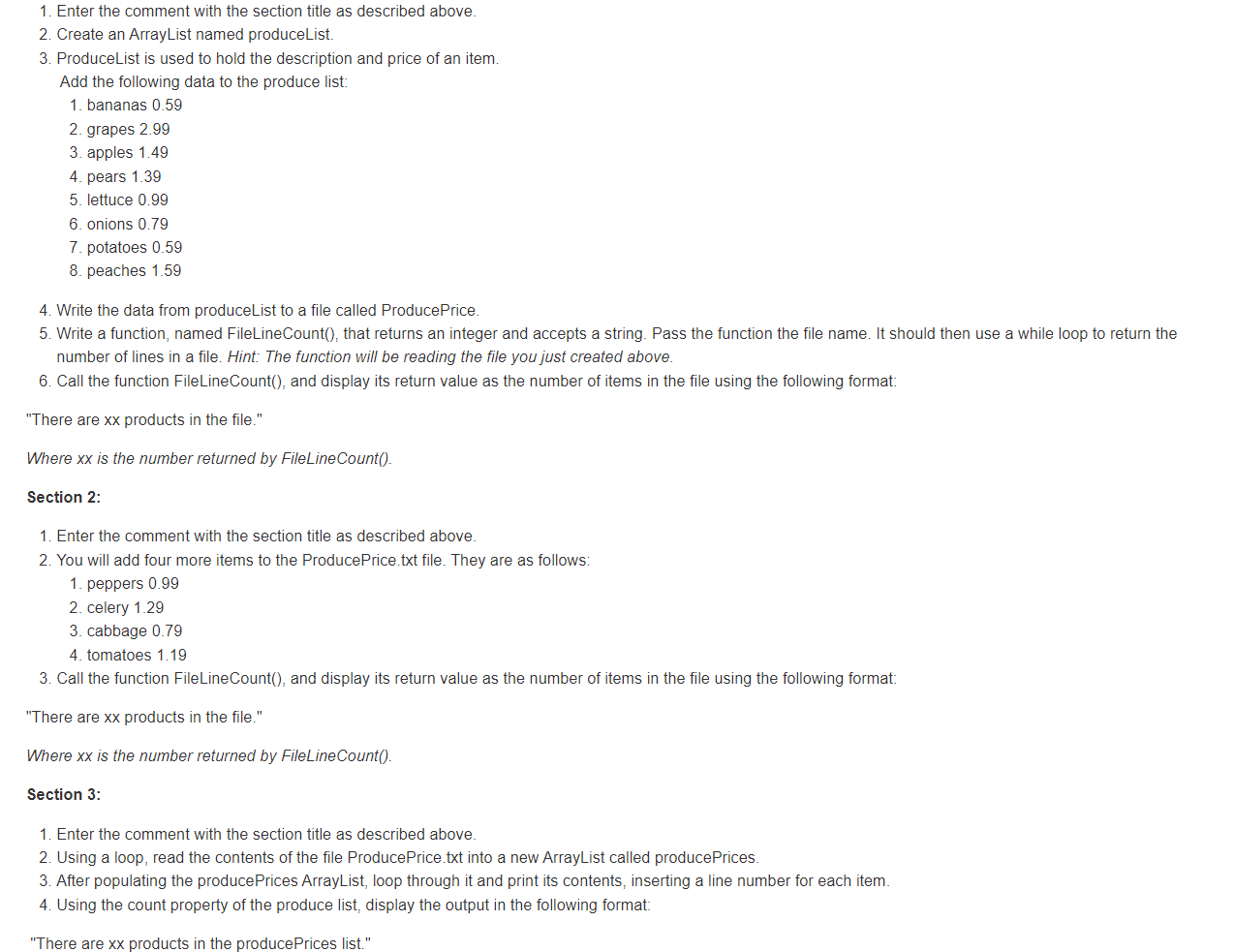 Solved Create Using C Section 1Enter the comment with the
